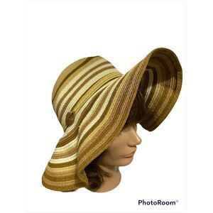 Vintage Panama Jack Striped Floppy Boho Sun Hat